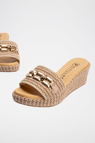 Mules com cunha - Nude - Nude