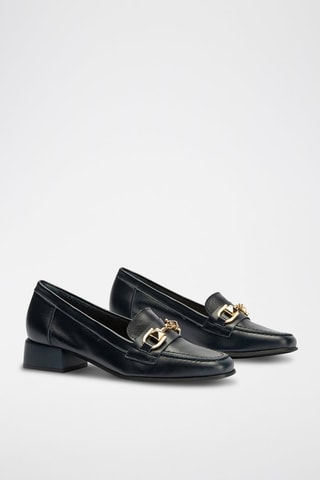 Mocassins em couro nappa - Bege - Azul-marinho