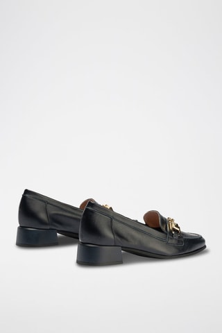 Mocassins em couro nappa - Bege - Azul-marinho