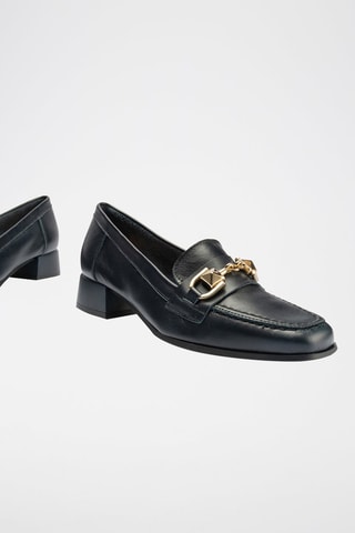 Mocassins em couro nappa - Bege - Azul-marinho