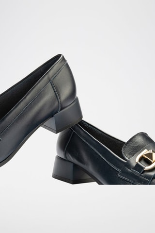 Mocassins em couro nappa - Bege - Azul-marinho
