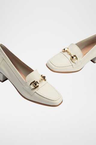 Mocassins em couro nappa - Bege - Branco