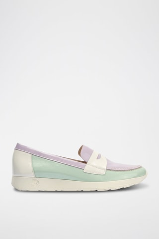 Mocassins em couro envernizado - Branco - Turquesa
