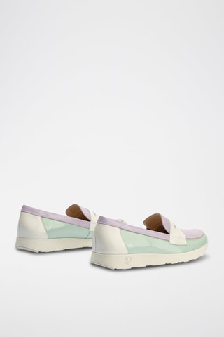 Mocassins em couro envernizado - Branco - Turquesa