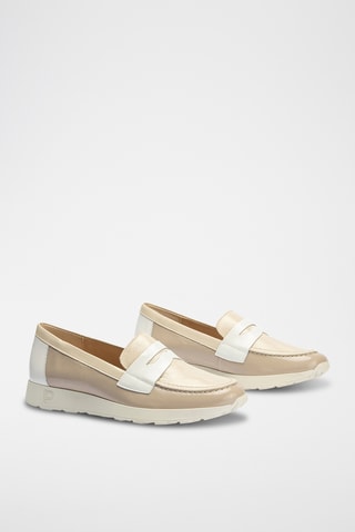 Mocassins em couro envernizado - Branco - Bege