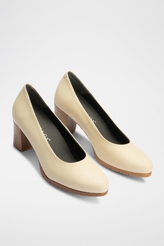 Sapatos de salto em couro - Bege