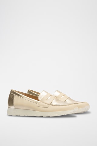 Mocassins em couro nappa - Branco - Bege