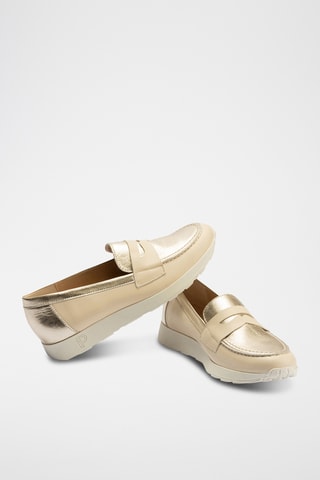 Mocassins em couro nappa - Branco - Bege