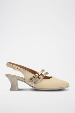 Babies de salto em couro nappa - Bege - Bege