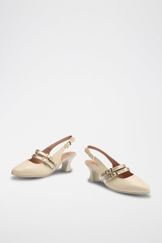 Babies de salto em couro nappa - Bege - Bege