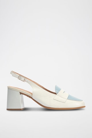 Sapatos de salto em couro - Bege - Branco