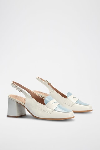 Sapatos de salto em couro - Bege - Branco