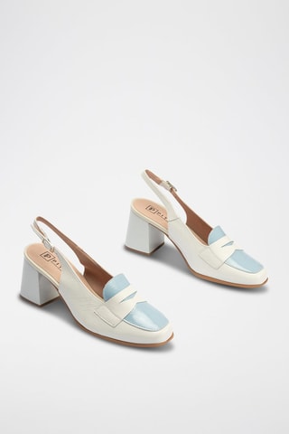Sapatos de salto em couro - Bege - Branco