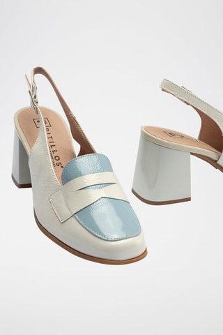 Sapatos de salto em couro - Bege - Branco