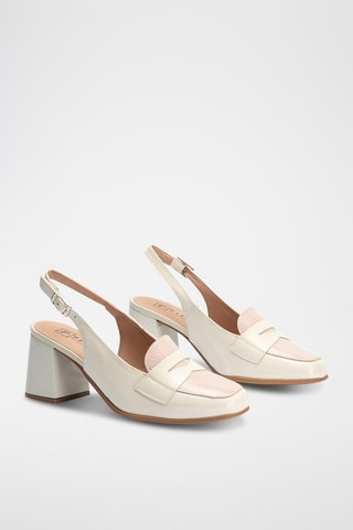 Sapatos de salto em couro - Bege - Bege