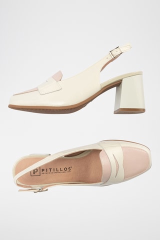 Sapatos de salto em couro - Bege - Bege