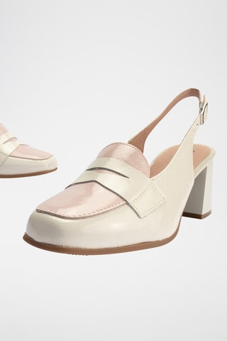 Sapatos de salto em couro - Bege - Bege