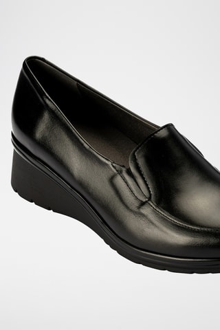 Mocassins com cunha em couro - Preto