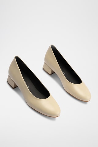 Sapatos de salto em couro - Bege