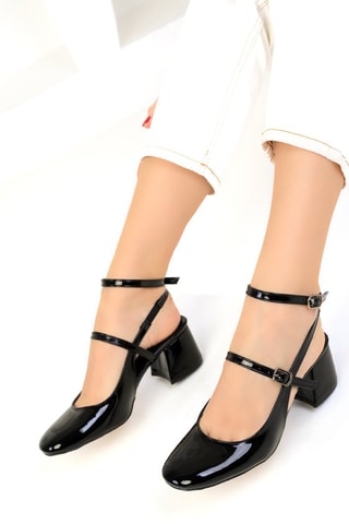 Scarpe baby con tacco in vernice - Nero