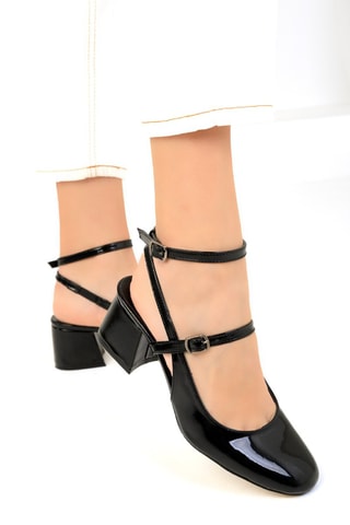 Scarpe baby con tacco in vernice - Nero