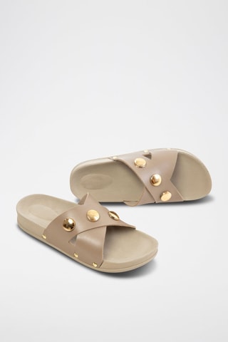 Ciabatte in pelle - Taupe