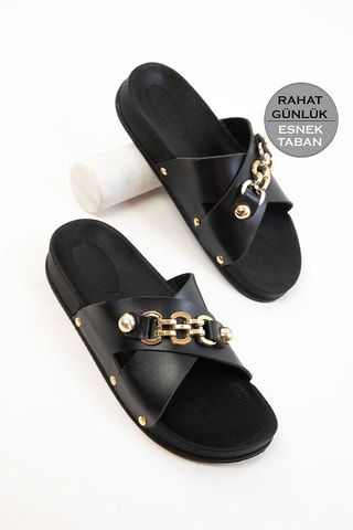 Ciabatte in pelle - Nero