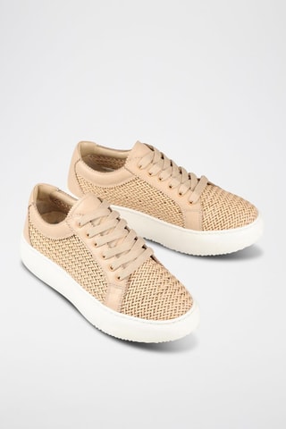 Sneakers platform in pelle - Beige