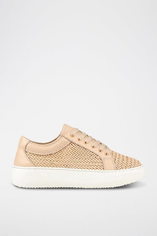 Sneakers platform in pelle - Beige