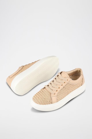 Sneakers platform in pelle - Beige