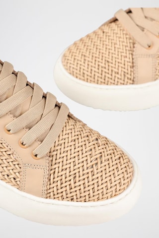 Sneakers platform in pelle - Beige