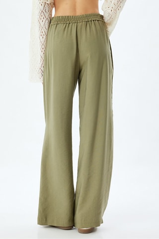 Pantaloni wide legs a vita alta - Kaki