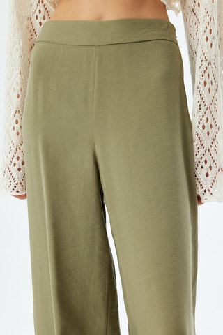 Pantaloni wide legs a vita alta - Kaki