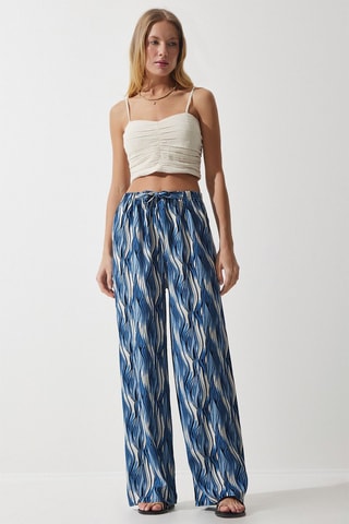Pantaloni palazzo a vita alta - Blu