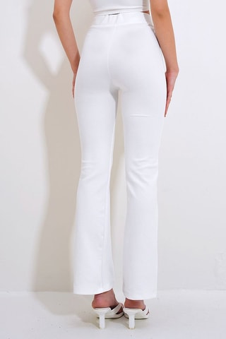 Pantaloni a vita alta - Ecrù
