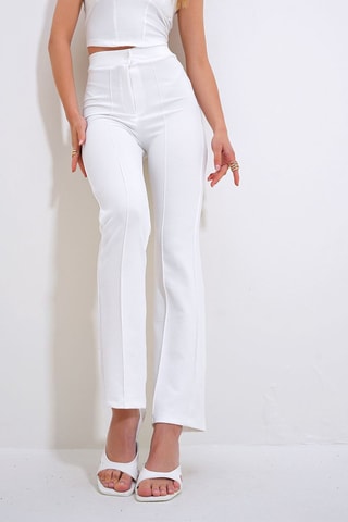 Pantaloni a vita alta - Ecrù