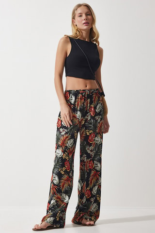 Pantaloni palazzo - Nero e rosso mattone