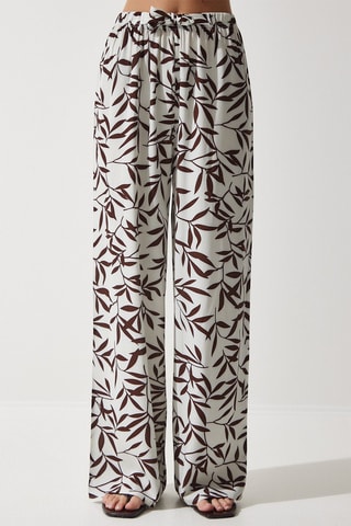 Pantaloni palazzo - Ecrù e marrone