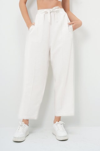 Pantaloni palazzo a vita alta - Ecrù