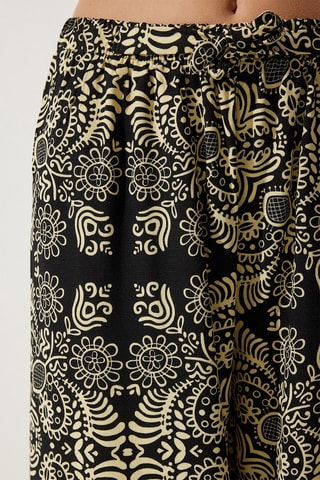 Pantaloni palazzo lino - Nero e beige