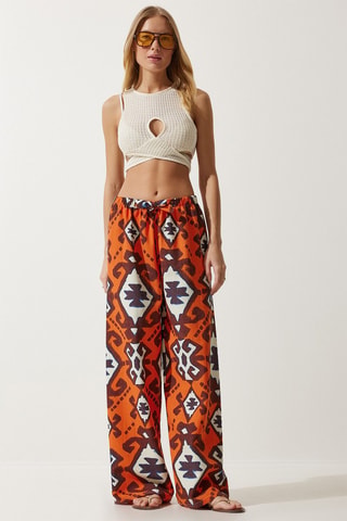 Pantaloni palazzo lino - Arancione