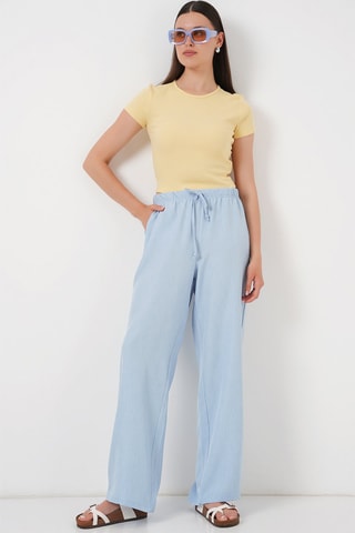 Pantaloni wide legs - Celeste