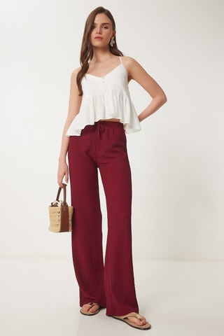 Pantaloni wide legs - Bordeaux