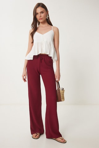 Pantaloni wide legs - Bordeaux