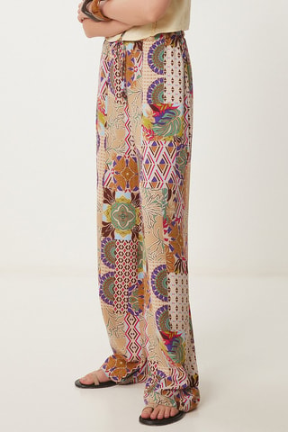 Pantaloni wide legs a vita alta - Beige