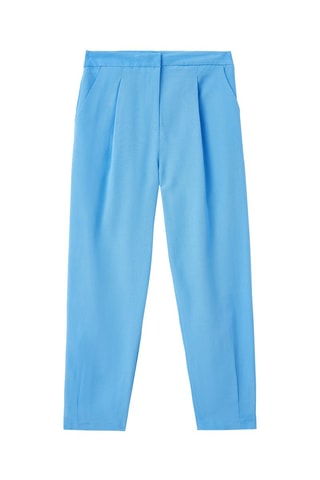 Pantaloni carrot 7/8 a vita alta - Celeste