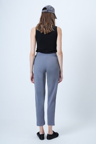 Pantaloni carrot 7/8 a vita alta - Grigio