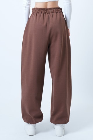 Pantaloni sportivi a vita alta - Marrone scuro