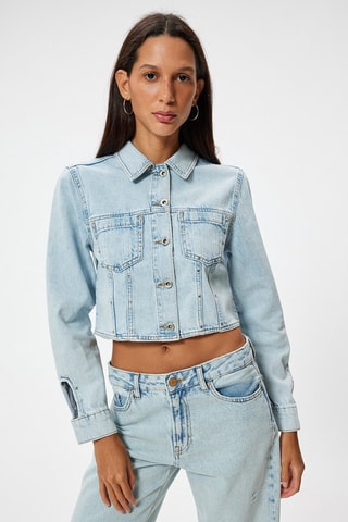 Giacca corta in jeans - Celeste