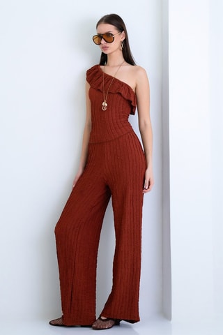 Top asimmetrico e pantaloni  - Rosso mattone